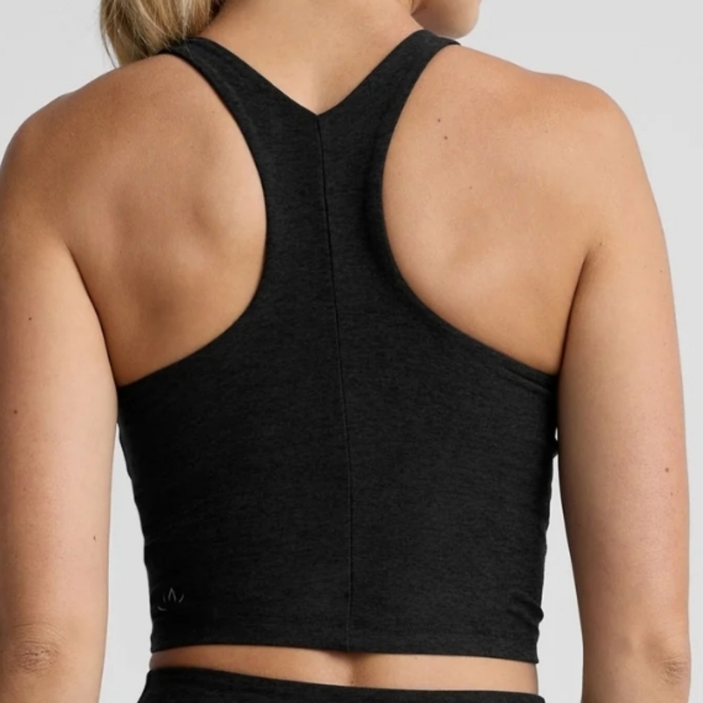 Beyond Yoga Women's Soft Black Spacedye Refocus Cropped Racerback Tank Top - XL - Picture 3 of 12